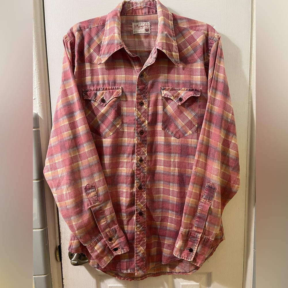 Vintage Wrangler Pink Plaid Men's Shirt